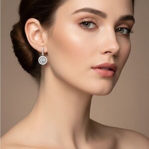 NWT 2CT Moissanite Drop Earnings .925 Sterling Silver. Retails $300